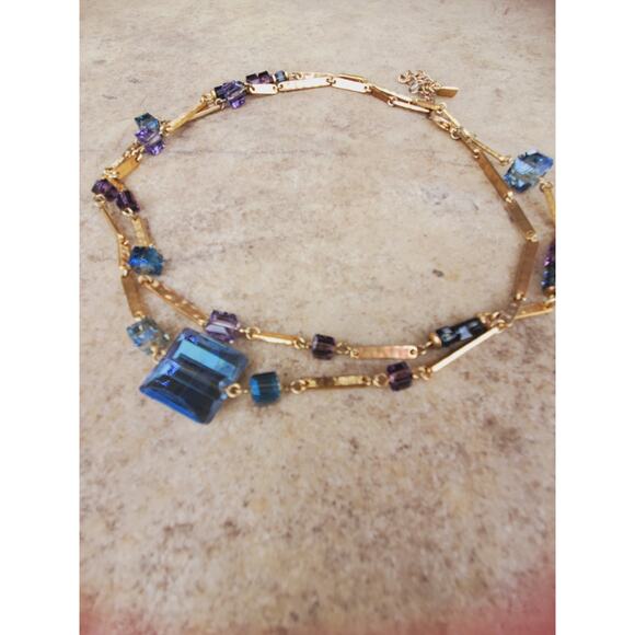 Vintage RLM Robert Lee Morris Gold Tone Crystal Necklace Signed 35–38” - Picture 2 of 11